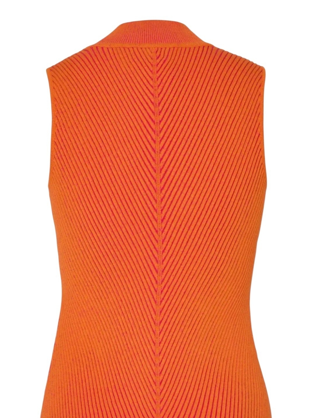 Milly Orange And Pink Ribbed Mock Neck Sleeveless Sweater Tank - Picture 3 of 11